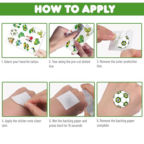 96 PCS Brazil Brazilian Pre-Cut Temporary Tattoos Themed Birthday Party Supplies Favors Decorations D?cor Soccer Carnival Tattoo Stickers Gifts For Boys Girls Class School Prizes Carnival Cartoon