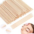 JANYUN Hair Removal 200 Pcs Eyebrow Wax Sticks, Wooden Waxing Spatulas for Small Detailed Areas, Orange Wood Nail Sticks