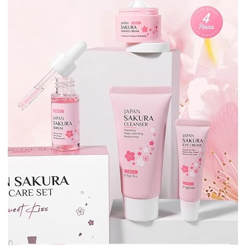 1 Pack Skin Care Set, Containing Deep Cleansing Facial Cleanser+ Hydrating Facial Cream + Skin Refining Facial Serum+Firming Eye Cream, Smoothing Fine Lines