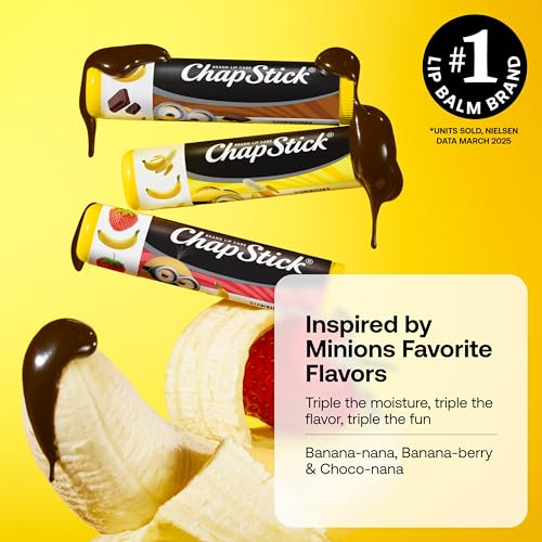 ChapStick Lip Balm, Minions Banana Variety Pack (12 Sticks), Party Favors for Kids, Stocking Stuffers, 0.15 Oz Ea