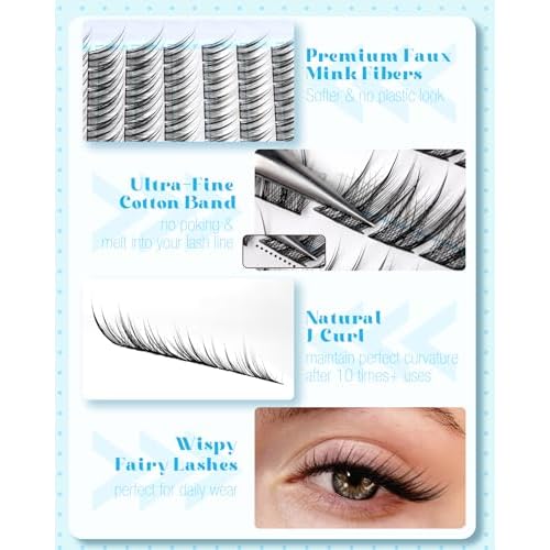 Fox Eye Lash Clusters J-Curly Individuals Eyelash Extension Wet Look Fairy Lash Spikes Cat Eye Lash Extensions Pre-Mapped Natural Eyelash Clusters 144 Pcs 10-15MM Wispy Cluster Lashs