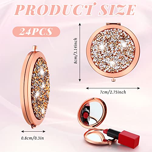 Vicenpal Compact Cosmetic Mirror Round Pocket Makeup for Bridesmaid Gifts Hand Held Small Mirror for Purse Compact Travel Accessory Proposal Bridal Shower Gifts, 2.75 Inch(24 Pcs)