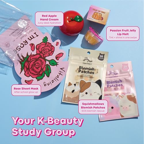 TONYMOLY Fall Refresh K-Beauty Skincare Set ? Hydrating Sheet Mask, Jelly Lip, Hand Cream & Blemish Patches + Mini Tote for Everyday Self Care, Hydrated & Glowing Skin