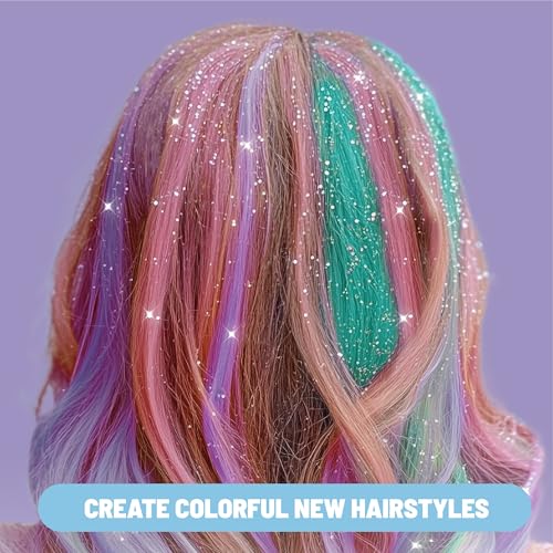 Claire's Hair Chalk & Glitter Styling Kit, 13-Piece Temporary Hair Color Set with Washable Chalk Pens, Glitter Gels, Clip-in Extensions & Tools, Girl Toys & Beauty Activity, Fashion Craft Gift Ages 6+