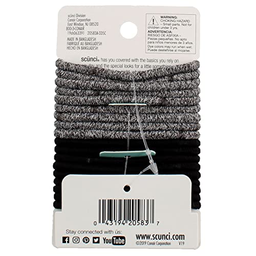 Scunci 2058303A048 Black/Space Dye Everyday &amp;amp; Active No Damage Elastics 18 Count