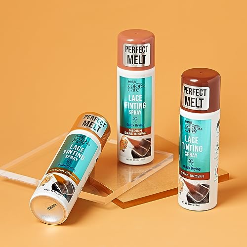 KISS Colors & Care Lace Tinting Spray, Medium Dark Brown, 3 oz | Quick Drying | Washes Out Easily | Smudge-Free | Sweat Resistant