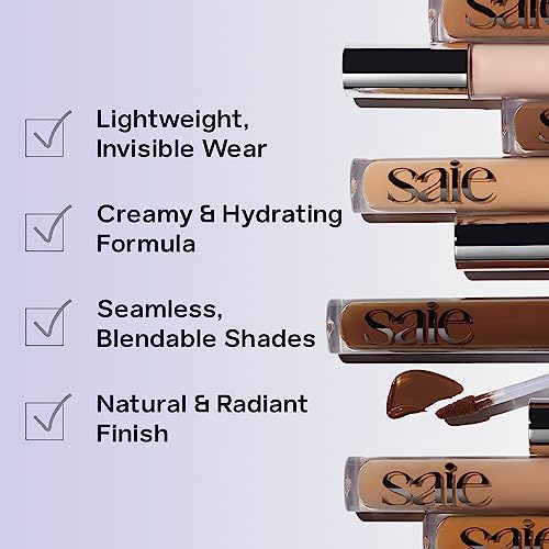 Saie Hydrabeam Under Eye Brightener - Sheer + Hydrating Concealer with Glycerin, Squalane + Cucumber Extract - Brightening Under Eye Concealer + Corrector for Even, Glowing Skin - Shade 5.5 (0.2 oz)