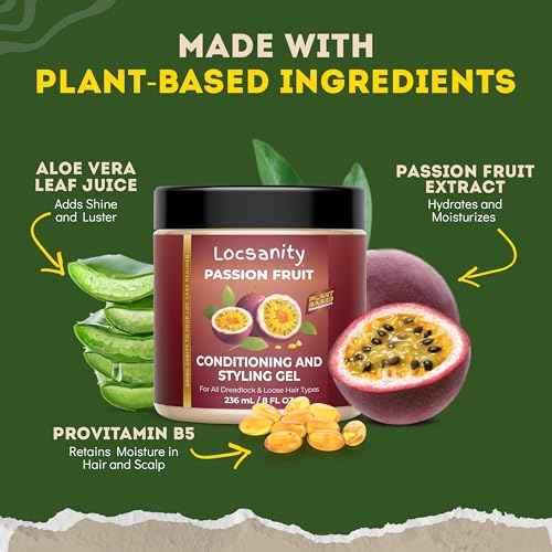Locsanity Passion Fruit Conditioning and Styling Hair Gel ? Braiding Gel for Dreadlocks, Twists and Sisterlocks, Loose Natural Hair, and All Types of Locs