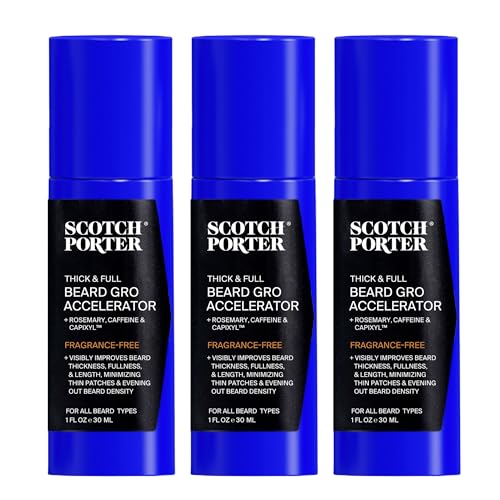 Scotch Porter Thick & Full Beard Gro Accelerator with Caffeine & Rosemary ? Stimulates & Strengthens Hair Follicles ? 3-Pack, 3* 1oz