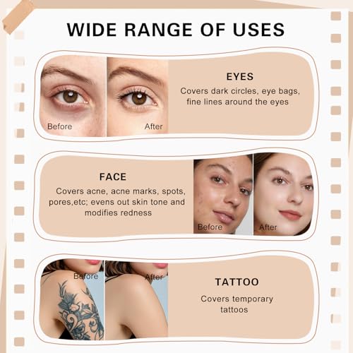 Under Eye Concealer Full Coverage,Under Eye Corrector for Dark Circles,Pot Concealer for Older Women,Teenagers,Middle-aged,Corrector de Ojeras,Waterproof Under Eye Brightener (01 CHANTILL)