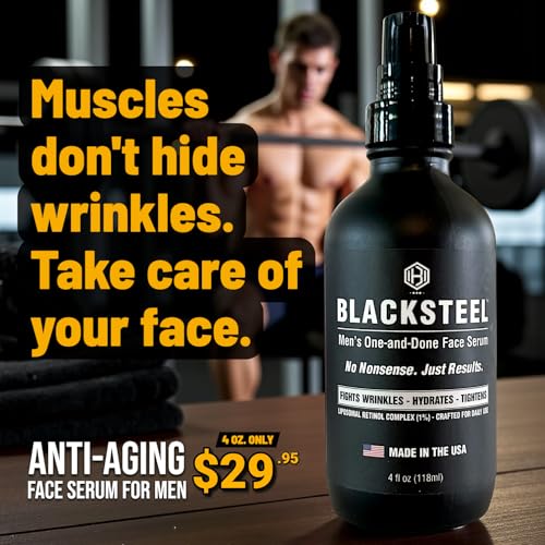BLACKSTEEL Men¡¯s Anti-Aging Face Serum with Retinol & Hyaluronic Acid | 4 oz (2-Pack)