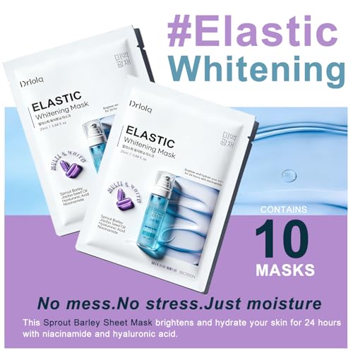 Korean Facial Mask 10 Sheets, Elastic Whitening &Tightening & Deep Moisture & Anti-Aging ,Niacinamide & Centella &Witch Hazel Water, Skin Softening Facial Mask, Korean Face Mask (Elastic Whitening)
