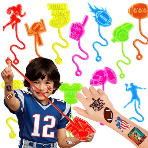 48PCS Football Party Favors - 24PCS Temporary Tattoos & 24PCS Stick Hands - Perfect Birthday Favors, Goodie Bag Stuffers, Treasure Box Toys, Classroom Prizes, and Student Gifts