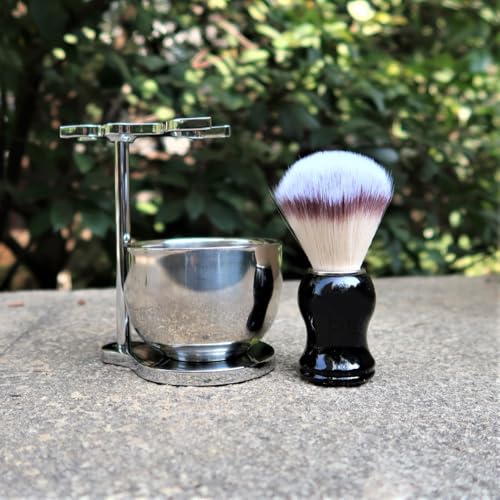 JEQUIL&CORENVEO Shaving Set for Men, 3 in 1 Grooming Set Includes Shaving Brush, Shaving Bowl, Razor & Brush Stand