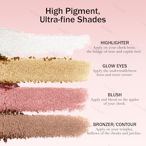 KYDA Eye & Cheek Palette, Eyeshadow and Highlighter Makeup, 4-In-1 Glow Face Palette for Women, Multiuse Blush, Highlighting Eye & Cheek Pallet for Mature Skin