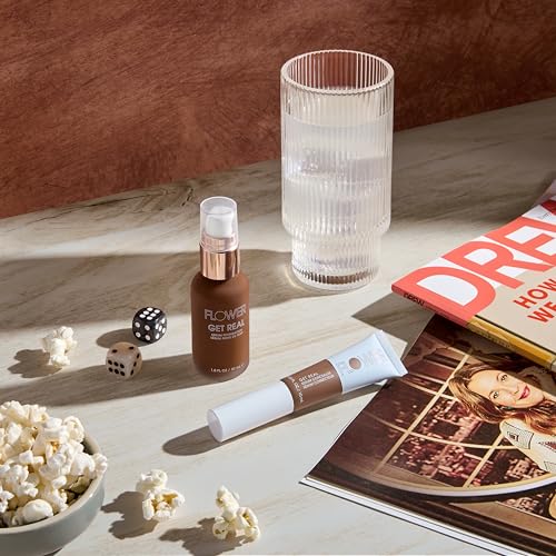 FLOWER BEAUTY By Drew Barrymore Get Real Serum Concealer - Brightens Skin + Blurs Blemishes - Hydrating Serum- Light Medium