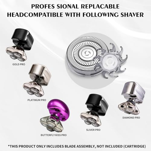 4Pack Pro 4 Head Replacement Blades for Pitbull Shaver Replacement Heads for Skull Bald Head Razors Gold PRO, Silver PRO, Platinum PRO¡¦ Series, Precision Replacement Blades for Head, Face.