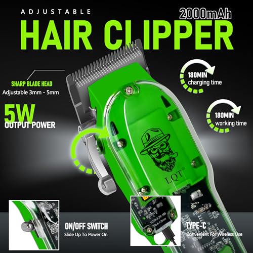 KEMEI KM-1856 Professional Hair Clipper for Men Cordless Hair Cutting Kits, Hair & Beard Trimmer, Adjustable Blade Barber Clippers with USB Rechargeable, Gift for Men