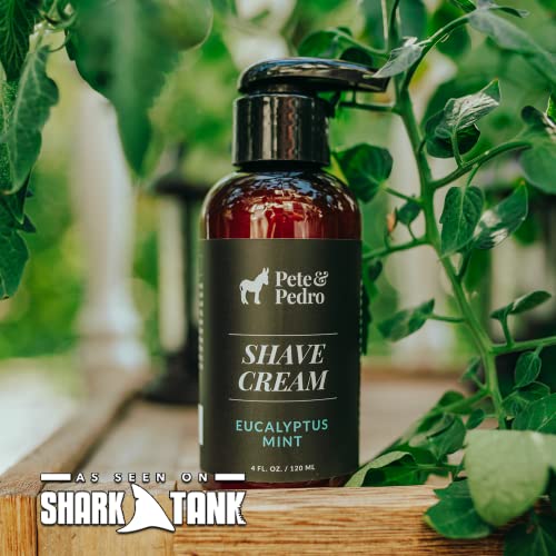 Pete & Pedro SHAVE CREAM - Natural & Artisan-Crafted, Eucalyptus Mint Scent | Rich & Thick Lather, Great For Sensitive Skin, Less Shaving Irritation/Razor Burn/Ingrowns | As Seen on Shark Tank, 4 oz.