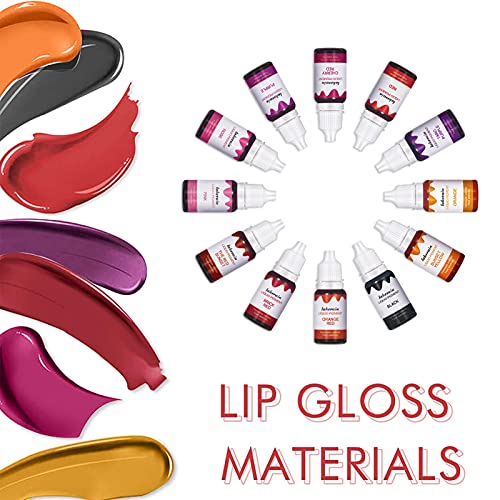 BONNIE CHOICE 12 Colors Liquid Lip Gloss Pigment Set, DIY Lipstick Liquid Pigment for Set Making Lip Gloss, DIY Lip Cosmetic Dye, Edible Coloring Pure Plant for Gloss Base