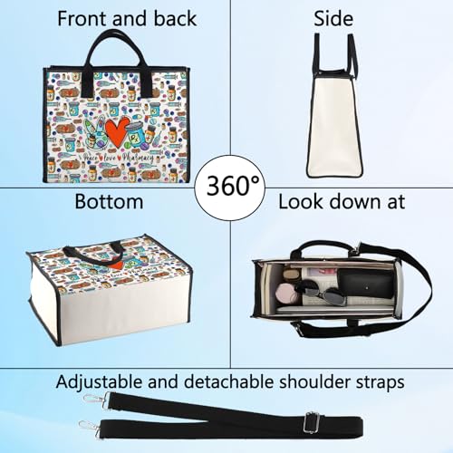 LEVLO Pharmacist RX Cosmetic Make up Bag Pharmacy Technician Gift Peace Love Pharmacy Makeup Zipper Pouch Bag For Graduation Birthday (Pharmacy LT)