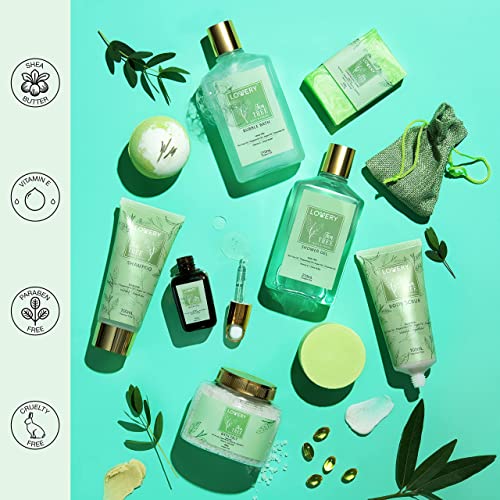 Tea Tree Bath Set - Luxury Home Spa Set with Calming Mint Fragrance ? 15 pc Relaxation Gift Basket with Tea Tree Bath Oil,Shower Gel, Bubble Bath, Handmade Soap, Steamer Tablet, Potpourri & More