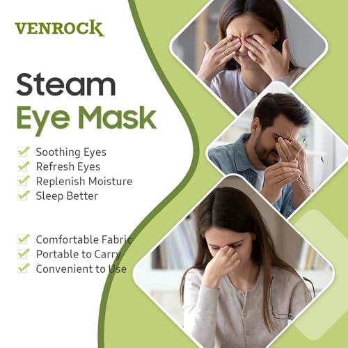 Venrock Lutein Self-Heating Steam Eye Mask 10 Packs - Heated Warm Compress for Dry Eyes, Dark Circles & Puffiness, Disposable SPA Sleep Mask, Travel Essentials & Relaxation Gifts