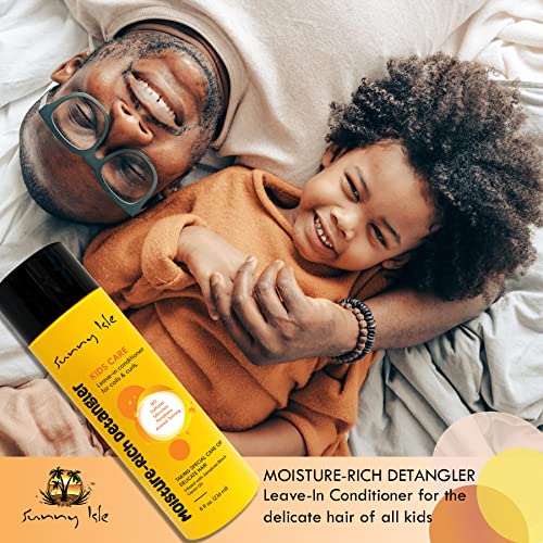 Sunny Isle Kids Care Moisture-Rich Leave-In Detangler - Gentle, Non-Greasy, Jamaican Black Castor Oil - 8 oz