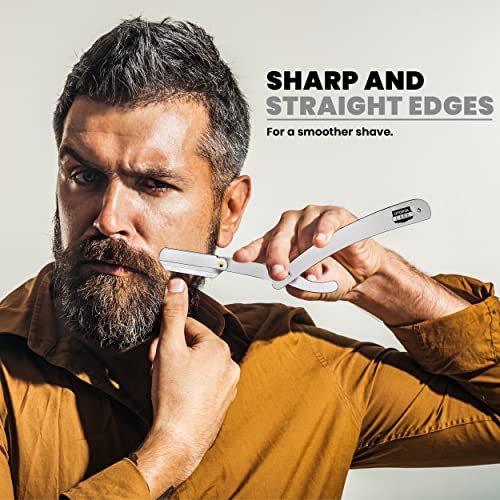 Utopia Care Professional Straight Razor for Men, Barber Straight Edge Razor Safety with 100 Pack Blades, Silver