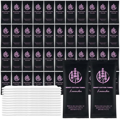 Moist Cotton Towel Bulk Moist Towelettes Individually Wrapped,White Towel Services,Refreshment Pre Moistened Towels for Dentist Travel Sport Party Hotel £¨Lavender,200)