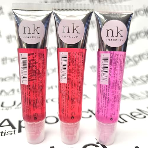 The Make-Up Artist Project 3 Pack Bundle of Assorted Lip Gels - Each set includes CHERRY, STRAWBERRY and BUBBLE GUM- Hydrating Lip Glosses to nourish your lips with Vitamin E, Super Glossy and Thick.