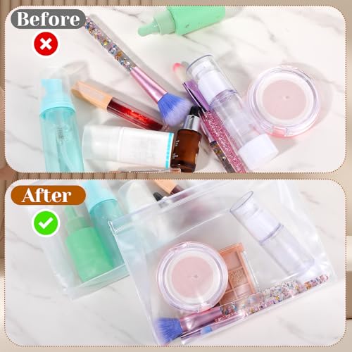 cobee 100 Pcs Clear Makeup Bags Bulk, Waterproof PVC Travel Cosmetic Organizer Mini Pouches with Zipper 7.9x5.9x2 Inch Transparent Toiletry Bags for Women Men