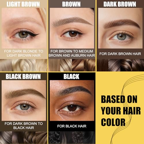 Eyebrow Pen and Brow Gel Clear - Eyebrow Pencils for Women with Natural Hair Like Strokes, Eyebrow Makeup for All-Day Defined, Waterproof, Smudge-proof, Black Brown