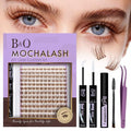 B&Q Brown Lash Clusters Kit Natural Mochalash Clusters 01, Brown Eyelash Clusters Kit C-Curl Cluster Eyelash Extensions 8-16mm Wispy Lash Eyelashes Kit for Fair/Dark Hair(Mochalash 01 Set)