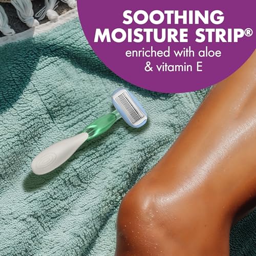 BIC Soleil 5 Sensitive Women's Disposable 5 Blade Razors, 360 Degree Moisture Strips and Pivoting Head, 4-Pack