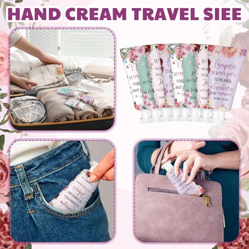 Leelosp 48 Pcs Mothers Day Gifts Spanish Bible Christian Women's Religious Hand Cream Bulk Cosmetic Hand Cream Inspirational Bible Verse Lotion for Mom Grandma Holiday Gift