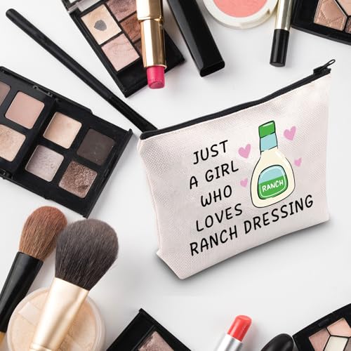 G2TUP Funny Ranch Dressing Gift Who Loves Ranch Dressing Makeup Bag Salad Saucey Lover Cosmetic Bag Funny Foodie Gift (Ranch Dressing MB)
