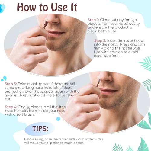 24 Pcs 2 in 1 Nasal Hair Cutter 2026 Upgrade Design Double Sided Nose Hair Trimmer for Men Women Portable 360¡Æ Rotating Manual Nose Nasal Knife Soft Cleaning Brush Box Package (Multicolor)