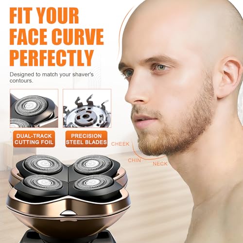 Replacement Blade Shaver PRO 2 Head for Electric Shaver Compatible with Skull Pitbull, Butterfly Kiss PRO & Palm Shavers with 4 Cleaning Brush (4Pack)