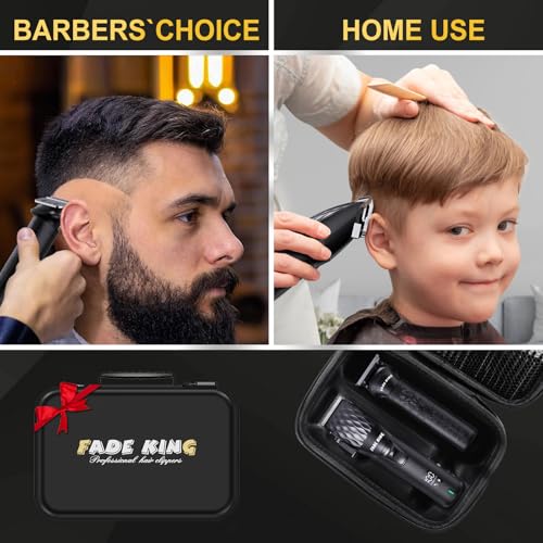 FADEKING¢ç Professional Hair Clippers for Men - Cordless Beard Trimmer for Men, LCD Display Hair Clippers and Trimmer Set for Barber Haircut & Mens Grooming with Travel Case(Black)