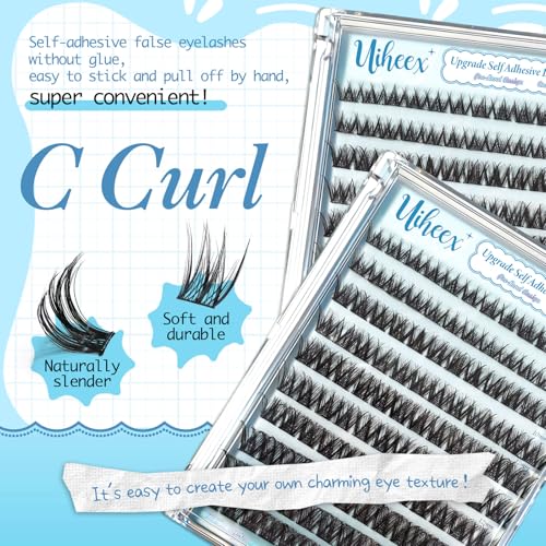 Self Adhesive Lash Clusters Natural Self Adhesive Eyelashes,Pre glued Eyelash Clusters No Glue Needed Lashes Wispy,C- curly,DIY cluster eyelash extensions,8-14mm 120pcs