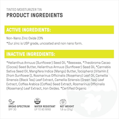 Raw Element Ultra-Moisturizing Tinted Face Cream, Non Toxic Mineral Face Sunscreen, Daily Tinted Moisturizer, Non-Nano Zinc Oxide, Reef Friendly, All Ages, SPF 30, 1.8 oz, Bronze, Pack of 2