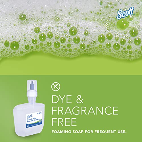 Scott Professional Green Certified Foam Hand Soap (91591), 1.2 L, Foaming, Clear, No Fragrance Added, Ecologo, NSF E-1 Rated, Automatic Refills (2 Bottles)