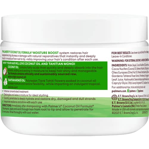 Palmer's Coconut Oil Formula Moisture Boost Deep Hair Conditioner, 12 Fl Oz | Palmer's, Coconut Oil Formula, Moisture Boost, 12 Ounce