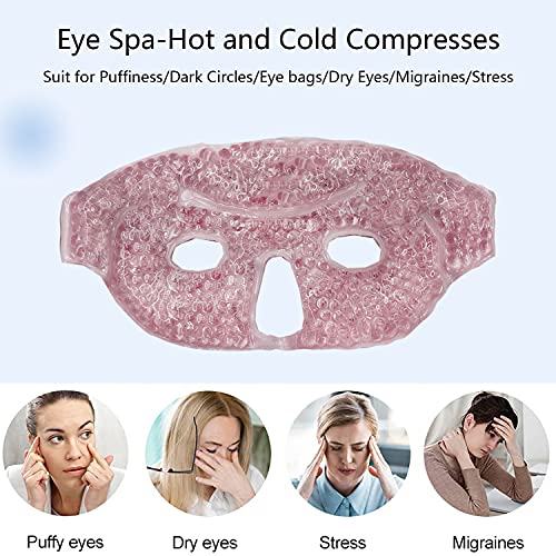 2PCS Ice Face Mask, Cold Hot Gel Face Eye Mask, Ice Mask with Soft Plush for Cooling Freezer Eye Mask for Puffy Eyes, Redness, Headaches, Stress