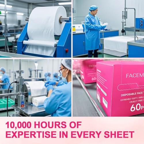 FACEMADE 120 Count XXL Disposable Face Towels 12" ¡¿ 12", 100% USDA Biobased Face Towelettes Disposable, Clean Facial Towels for Makeup and Clean Skin, Super Soft and Thick Dry Wipes Club
