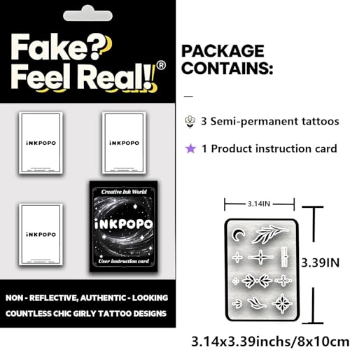 3 Sheets Semi-Permanent Tattoos for Adults | 7-15 Days Longwear | Waterproof & Realistic Finish | Adult Art Temporary Tattoos | Finger Tattoo Series 131
