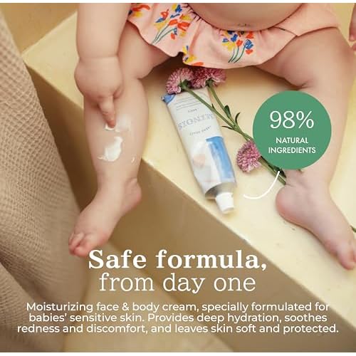 MINOIS PARIS Gentle Cream for Newborn and Kids | Face and Body Lotion Cream Made in France with Shea Butter, Sweet Almond, & Orange Blossom | Organic for Sensitive Skin, Toddler Moisturizer 3.4 fl oz