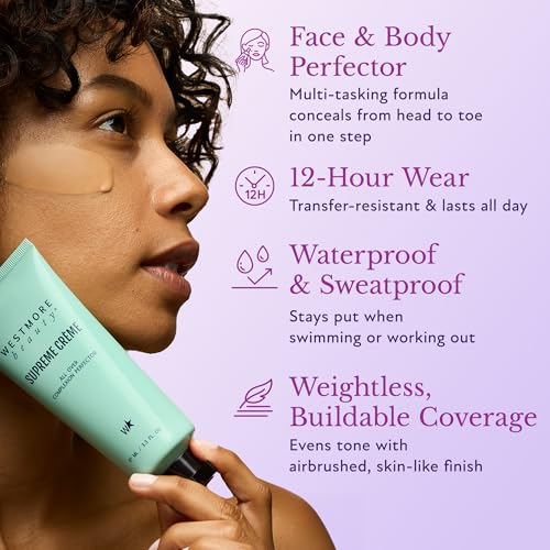 Westmore Beauty Supreme Creme All-Over Complexion Perfector ? Long-Lasting CC Cream Foundation - Waterproof & Transfer-Resistant Skin Tint - 3.3 Oz (Rich)