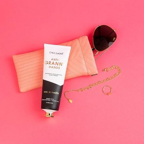 Chez Gagn? Intensely Moisturizing Vegan Hand Cream (3.4oz) Jojoba Oil Cocoa Butter- Non-Greasy, Fast-Absorbing, Made In US - Anti-Granny Hands (3.4oz, Orange Vanilla)